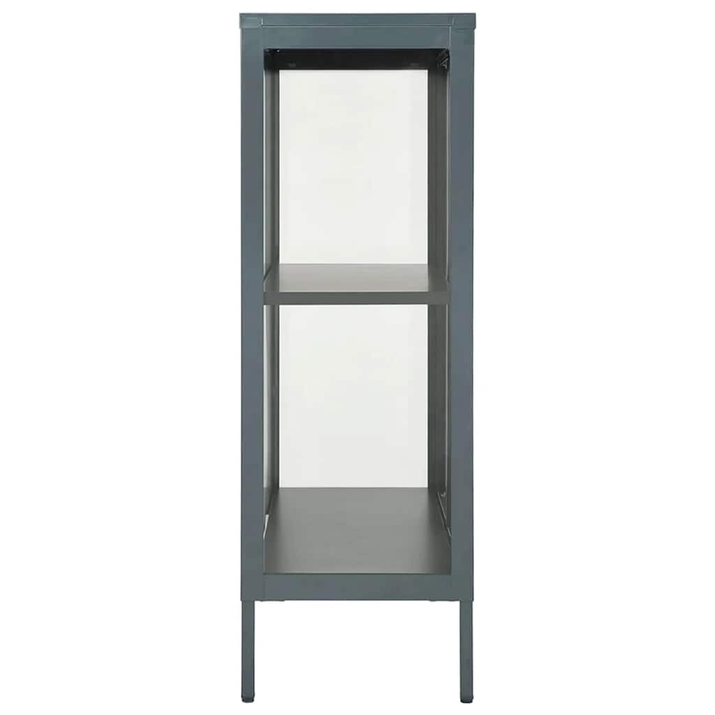 antracitszürke acél és üveg tálalószekrény 75 x 35 x 105 cm