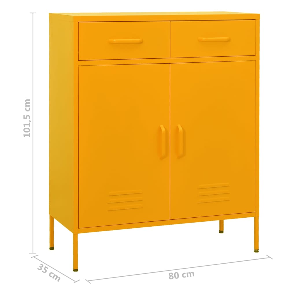 mustársárga acél tárolószekrény 80 x 35 x 101,5 cm