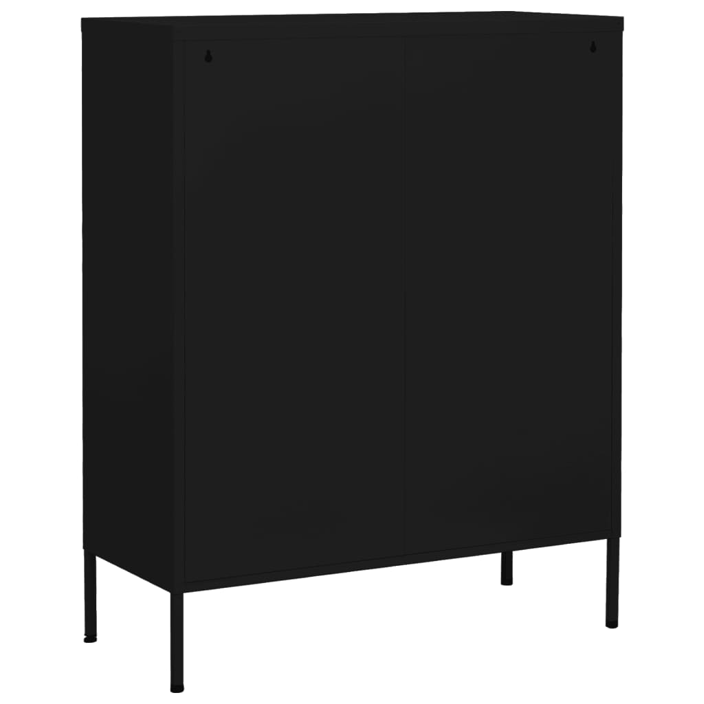 fekete acél tárolószekrény 80 x 35 x 101,5 cm