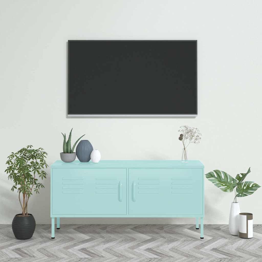 mentazöld acél TV-szekrény 105 x 35 x 50 cm