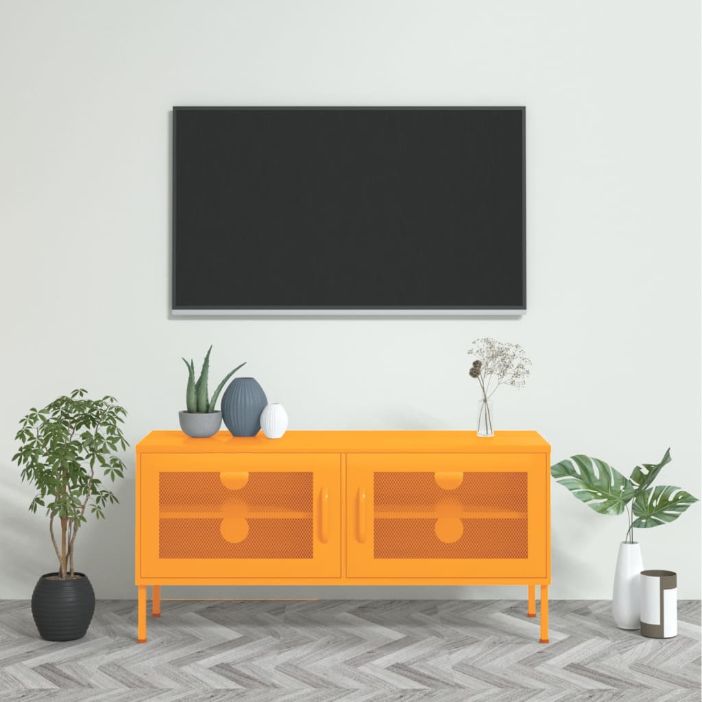 mustársárga acél TV-szekrény 105 x 35 x 50 cm