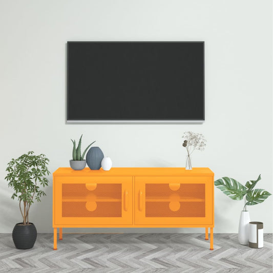 mustársárga acél TV-szekrény 105 x 35 x 50 cm