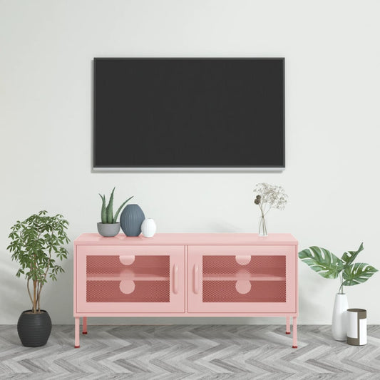 rózsaszín acél TV-szekrény 105 x 35 x 50 cm