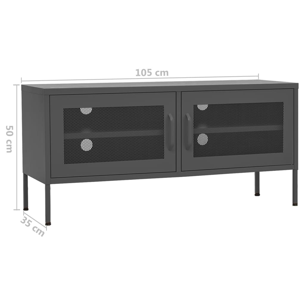 antracitszürke acél TV-szekrény 105 x 35 x 50 cm