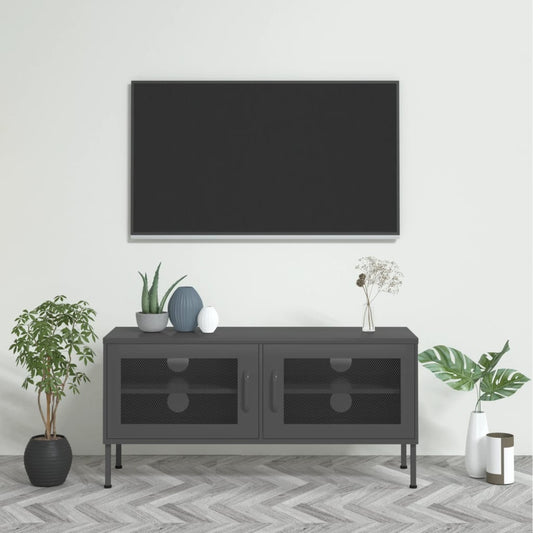 antracitszürke acél TV-szekrény 105 x 35 x 50 cm
