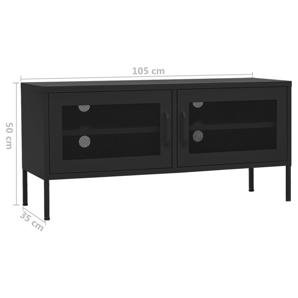 fekete acél TV-szekrény 105 x 35 x 50 cm
