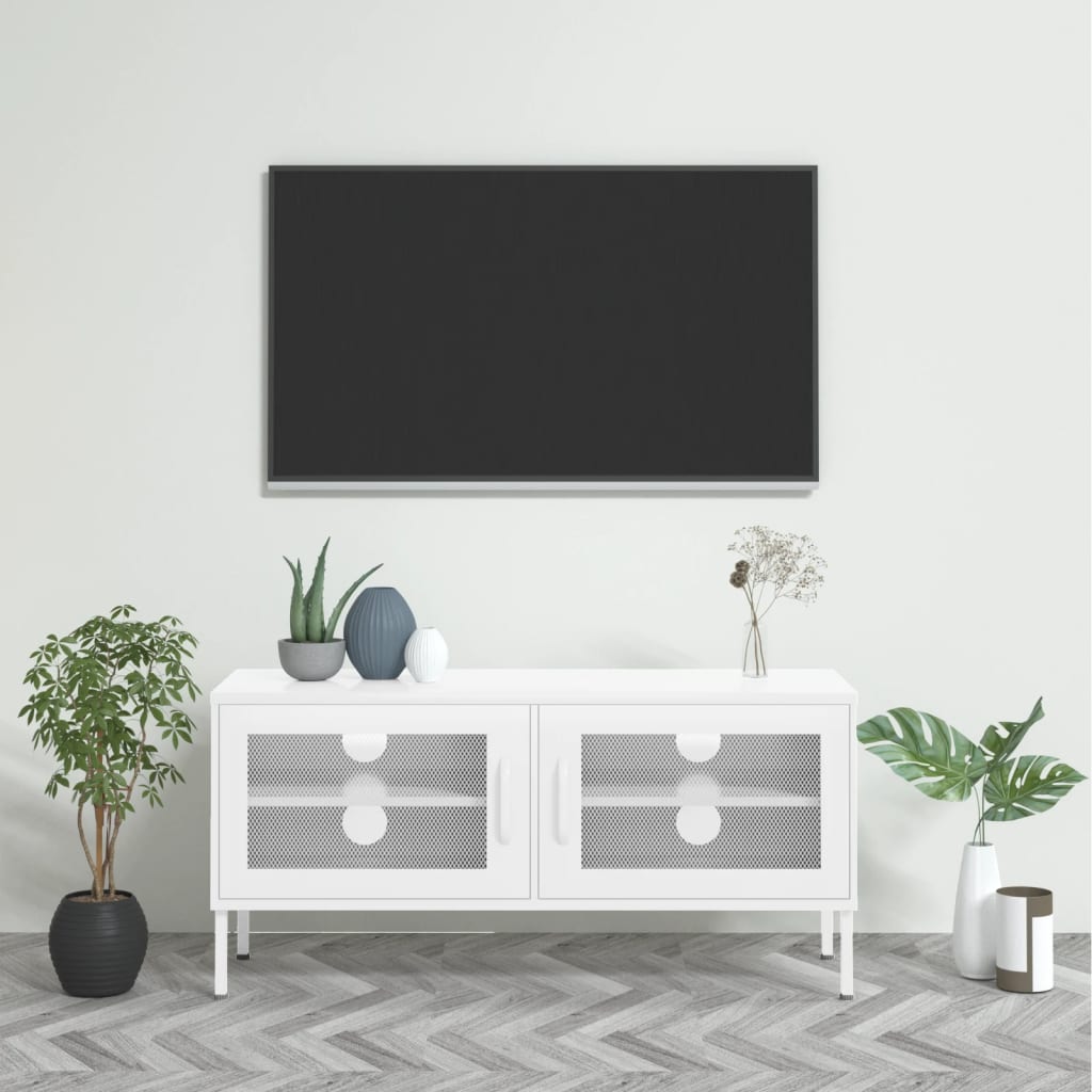 fehér acél TV-szekrény 105 x 35 x 50 cm