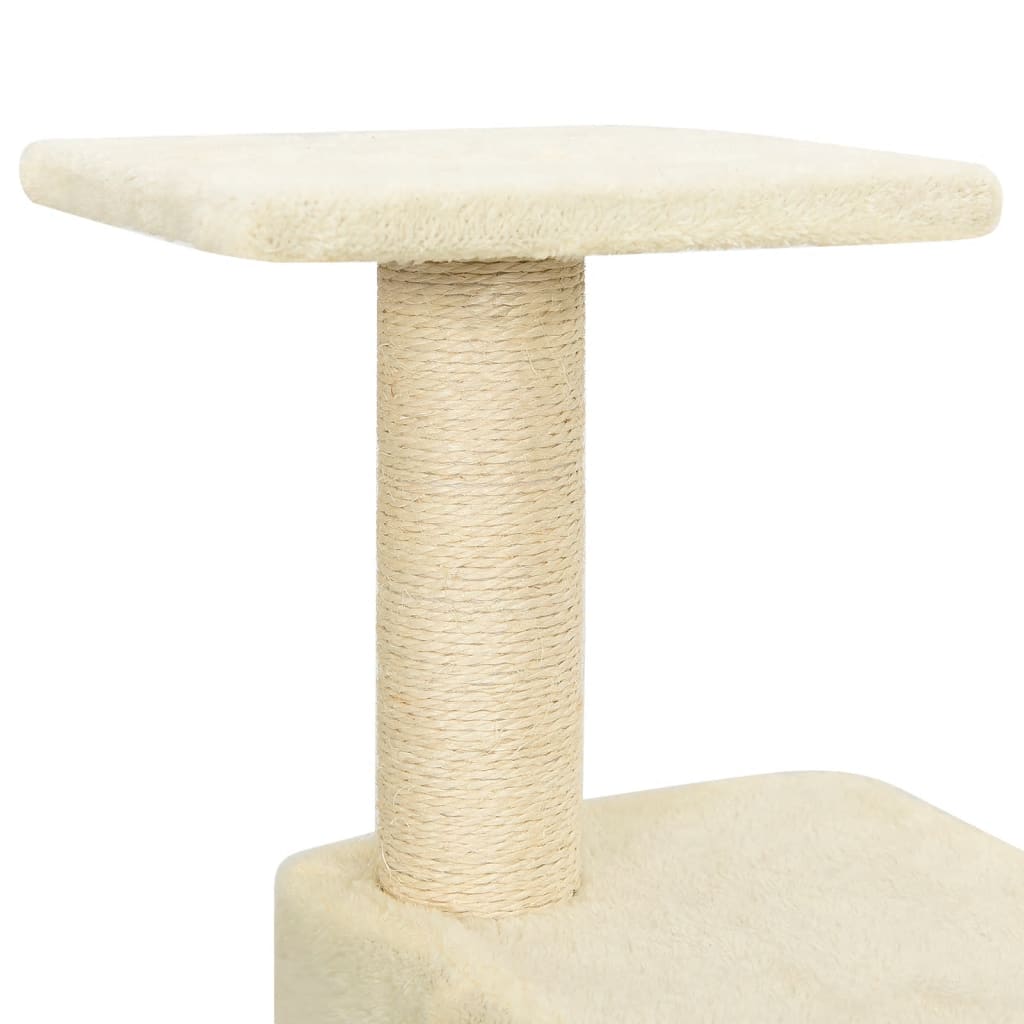 krémszínű macskabútor szizál kaparófákkal 118,5 cm