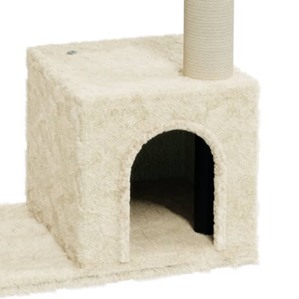 krémszínű macskabútor szizál kaparófákkal 70 cm