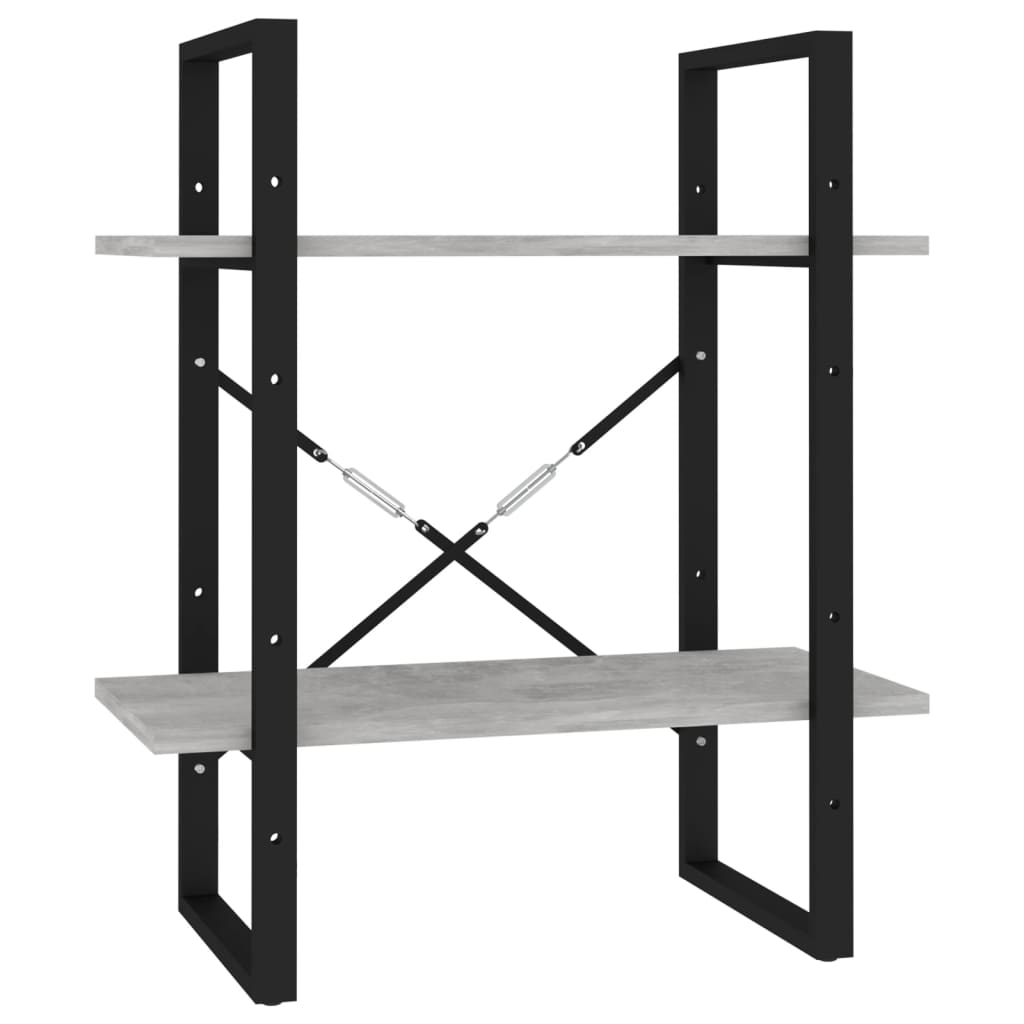 kétszintes betonszürke szerelt fa könyvszekrény 60 x 30 x 70 cm