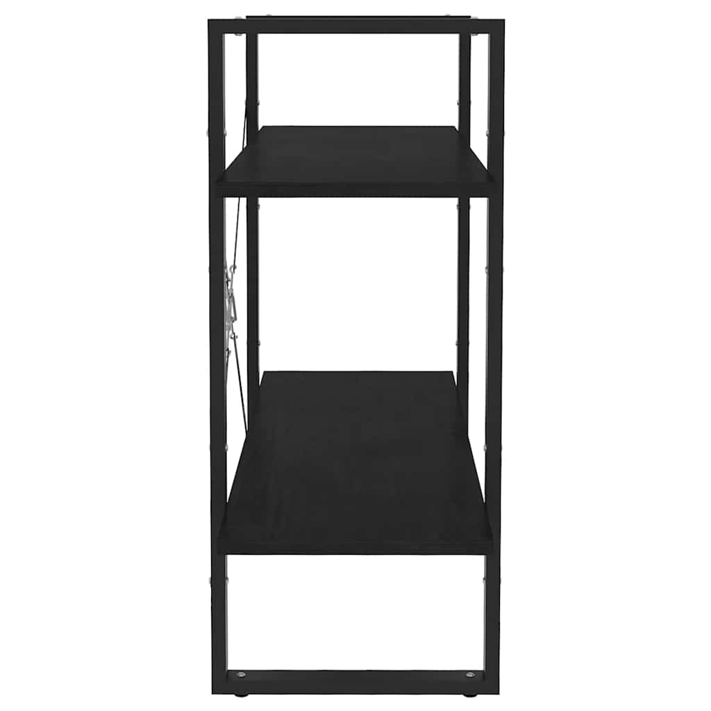 kétszintes fekete tömör fenyőfa könyvszekrény 80 x 30 x 70 cm
