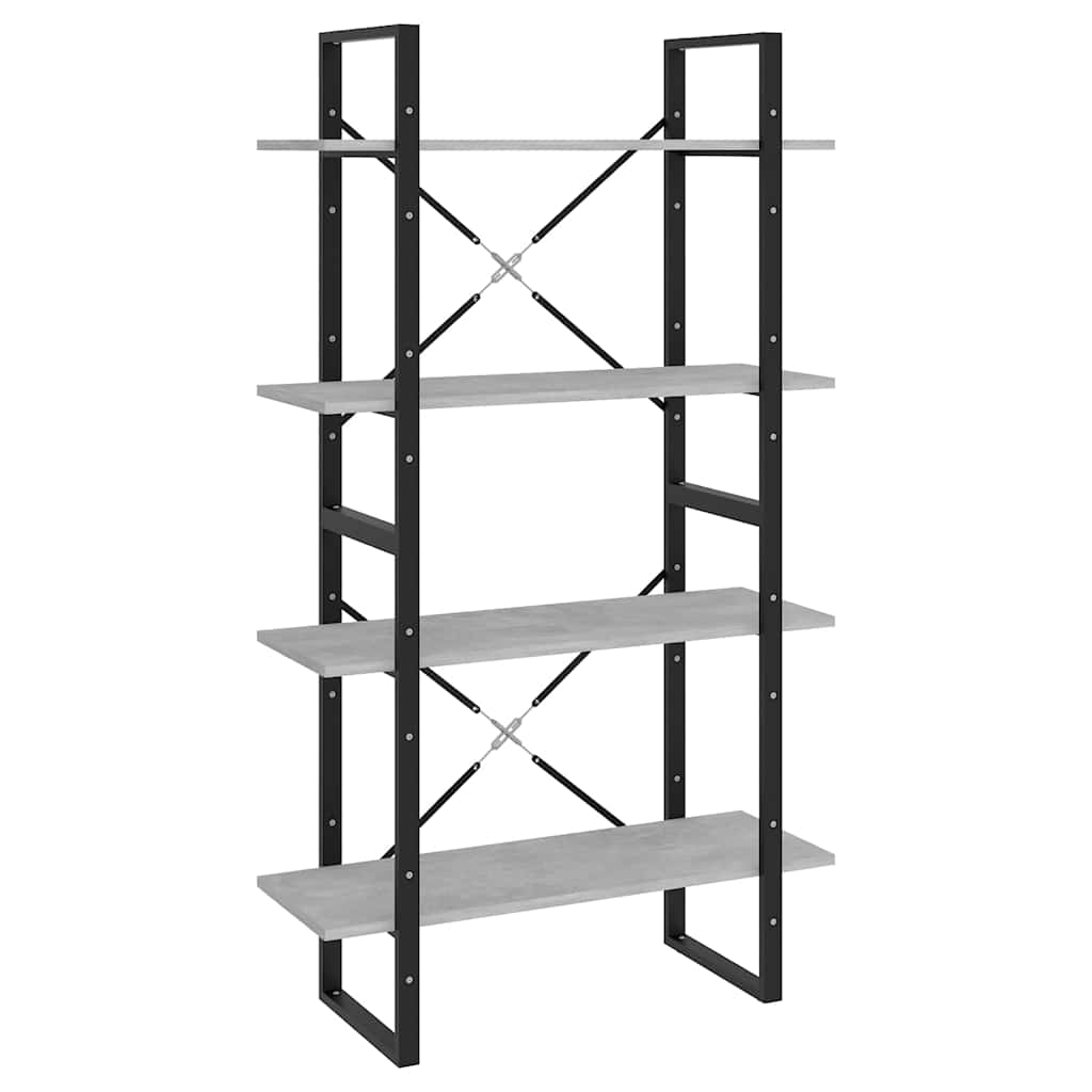 négyszintes betonszürke szerelt fa könyvszekrény 80x30x140 cm