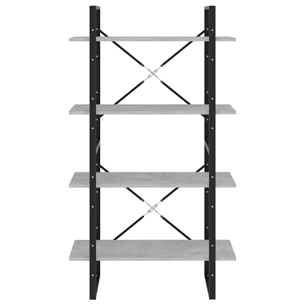 négyszintes betonszürke szerelt fa könyvszekrény 80x30x140 cm