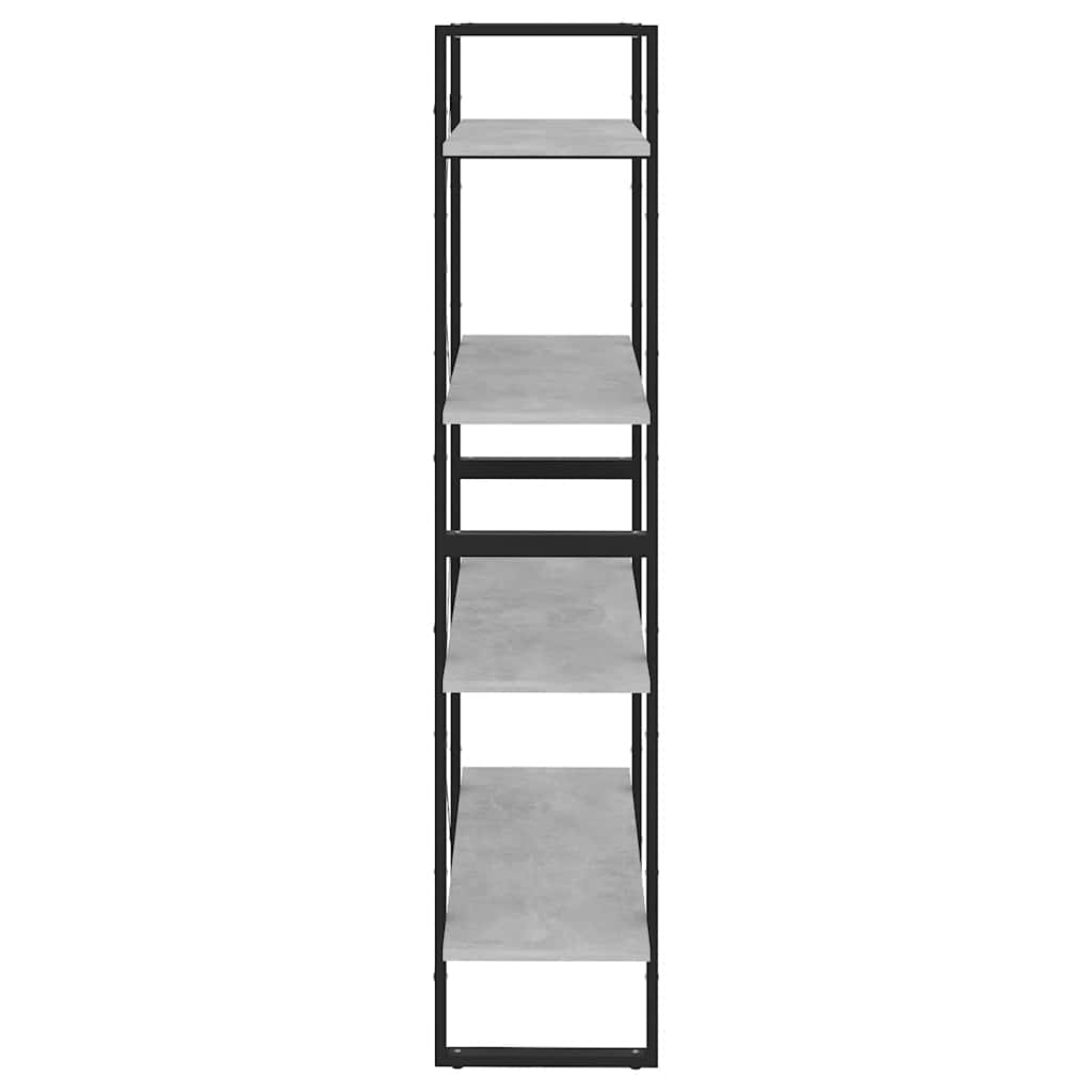 négyszintes betonszürke szerelt fa könyvszekrény 80x30x140 cm