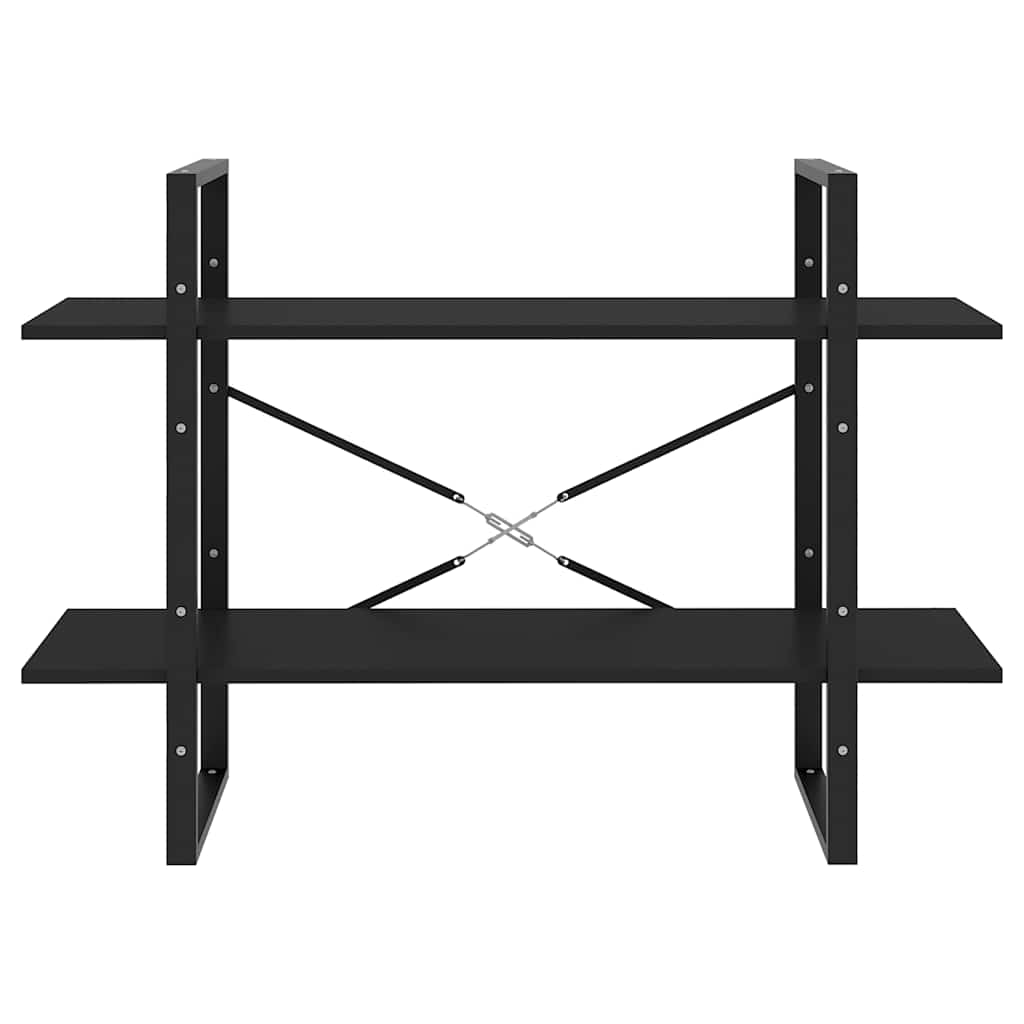 kétszintes fekete szerelt fa könyvszekrény 100 x 30 x 70 cm