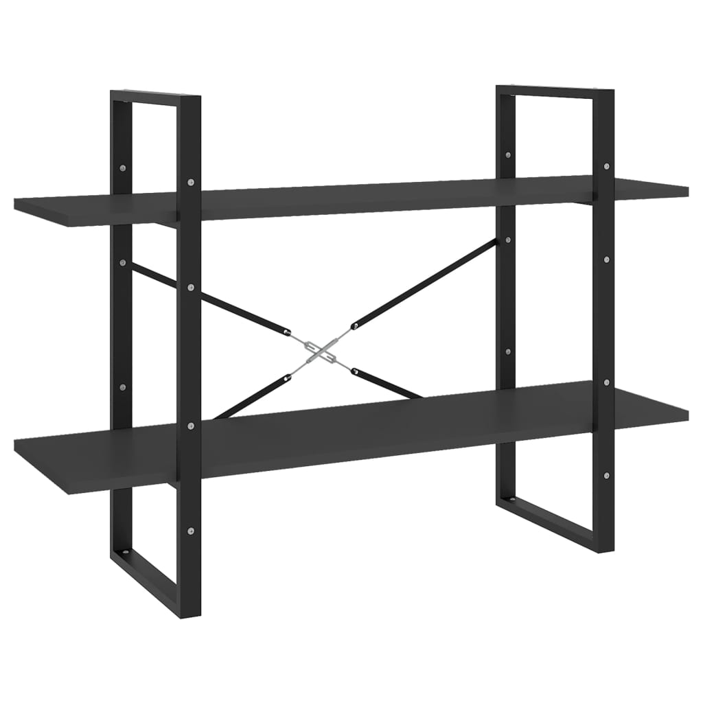 kétszintes szürke szerelt fa könyvszekrény 100 x 30 x 70 cm