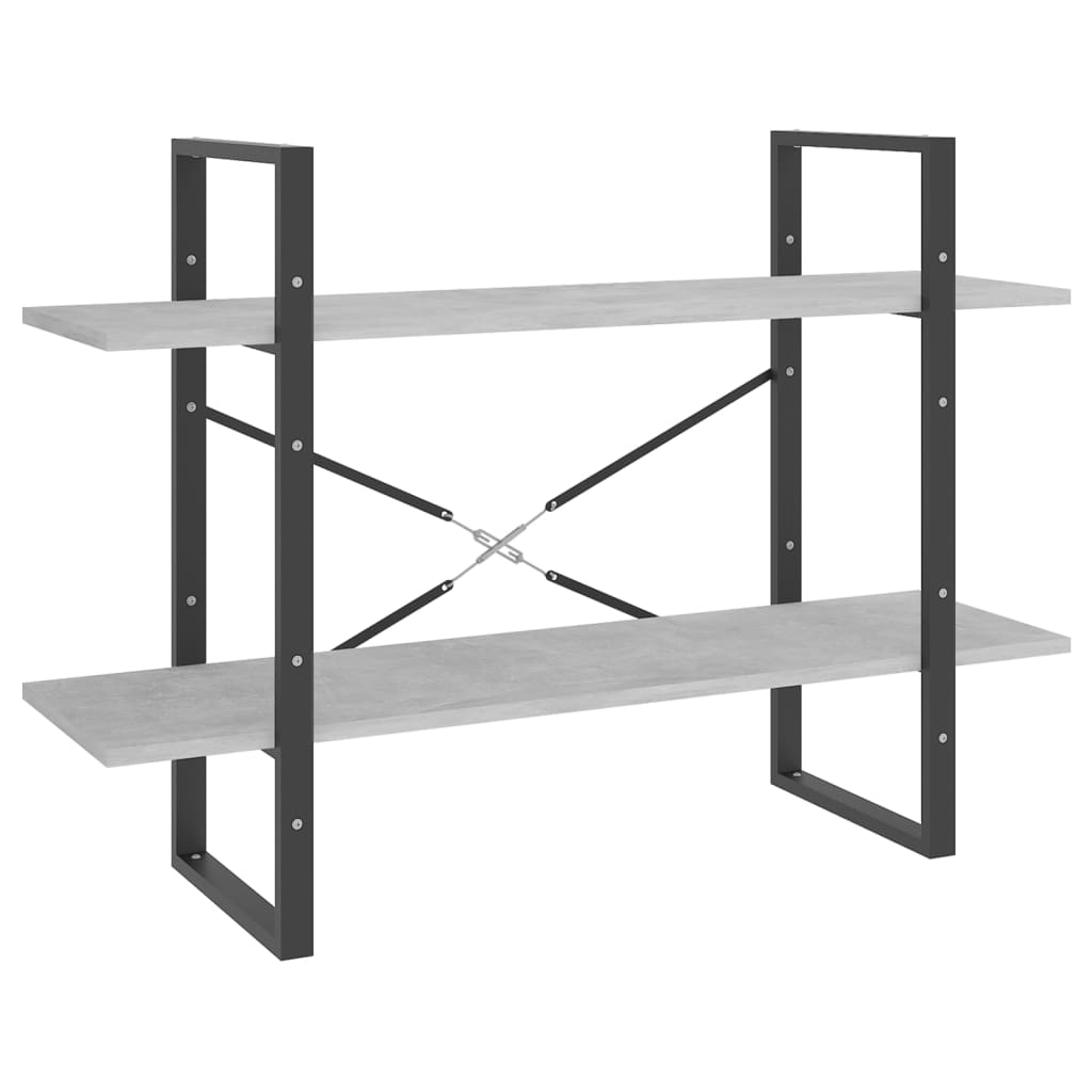 kétszintes betonszürke szerelt fa könyvszekrény 100x30x70 cm