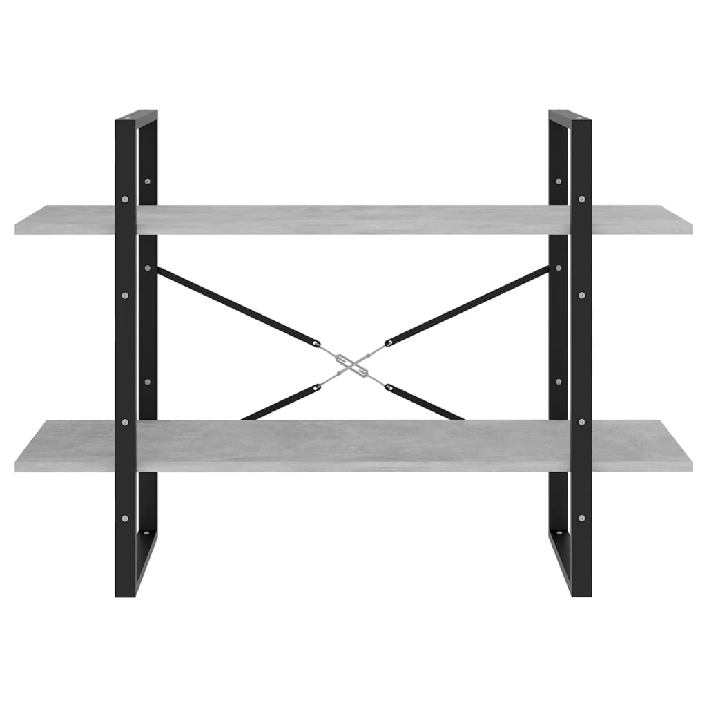 kétszintes betonszürke szerelt fa könyvszekrény 100x30x70 cm
