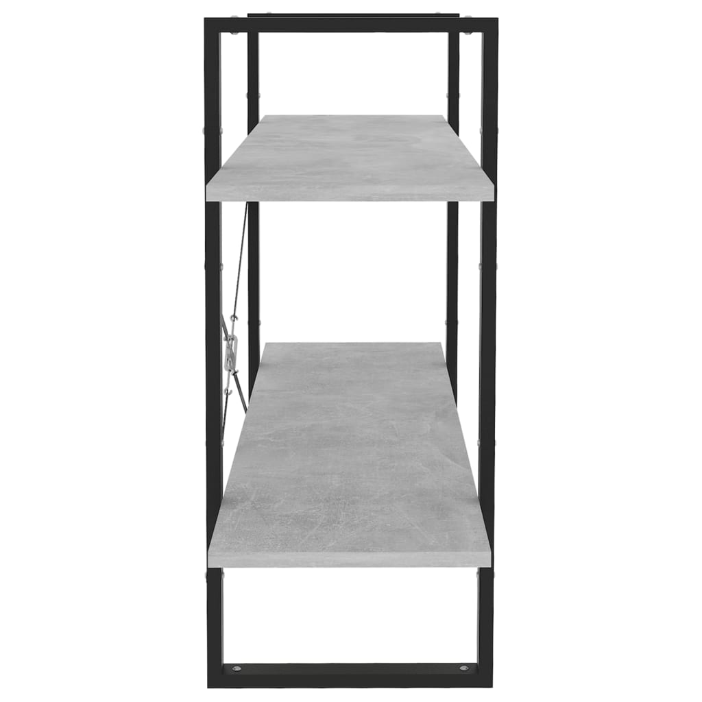 kétszintes betonszürke szerelt fa könyvszekrény 100x30x70 cm