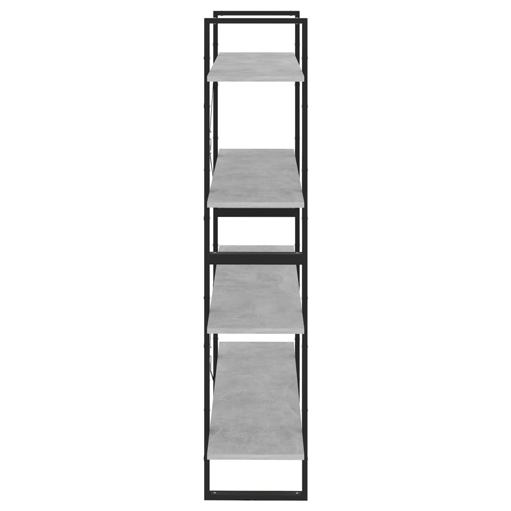 négyszintes betonszürke szerelt fa könyvszekrény 100x30x140 cm