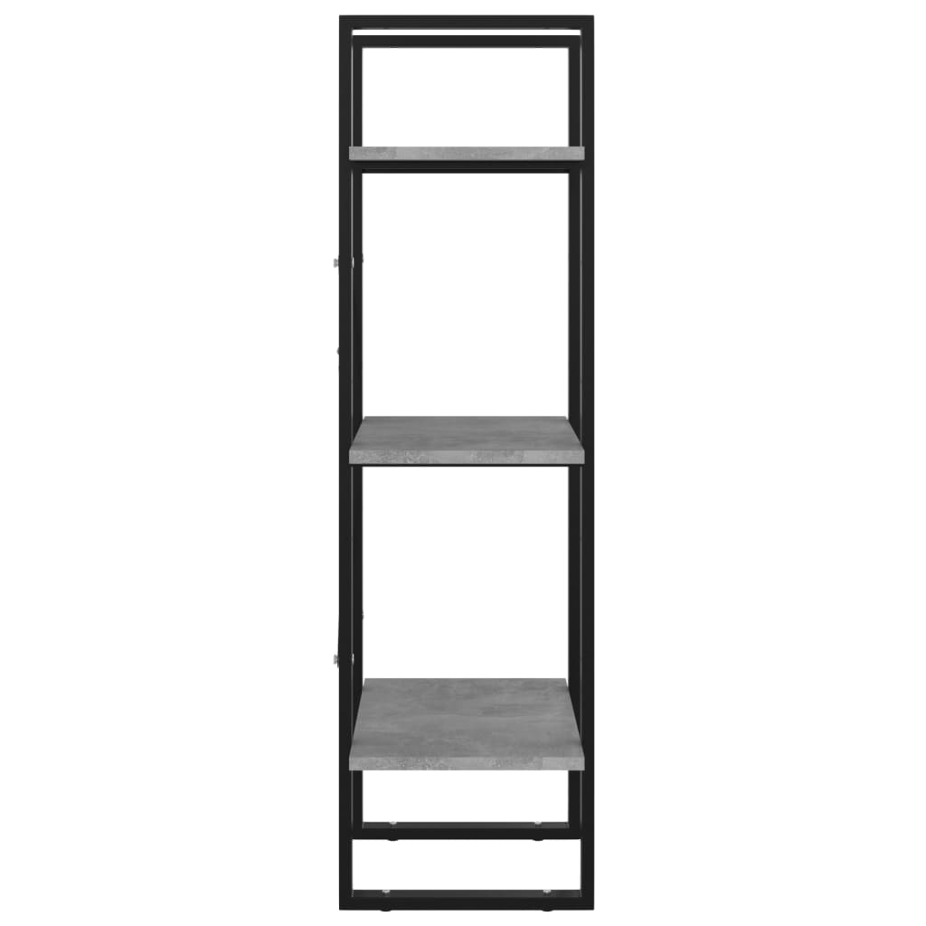 3-szintes betonszürke szerelt fa könyvszekrény 40 x 30 x 105 cm