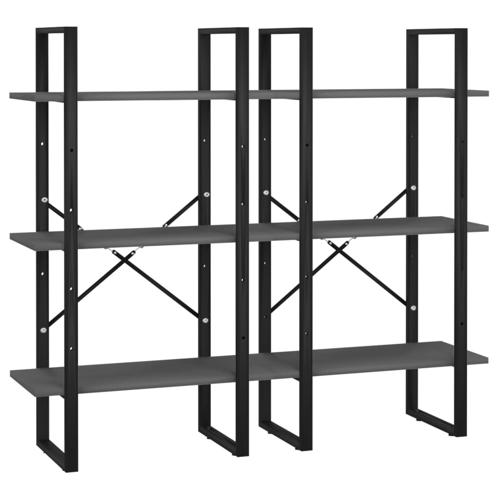 2 db szürke forgácslap tárolópolc 60 x 30 x 210 cm