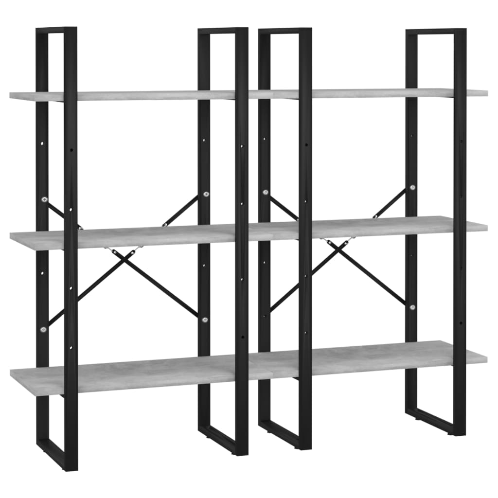 betonszürke szerelt fa tárolópolc 60 x 30 x 210 cm