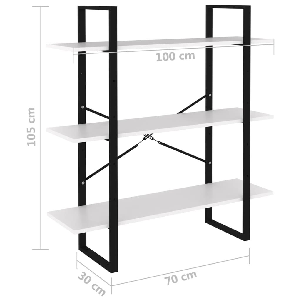 fehér forgácslap könyvszekrény 100 x 30 x 105 cm