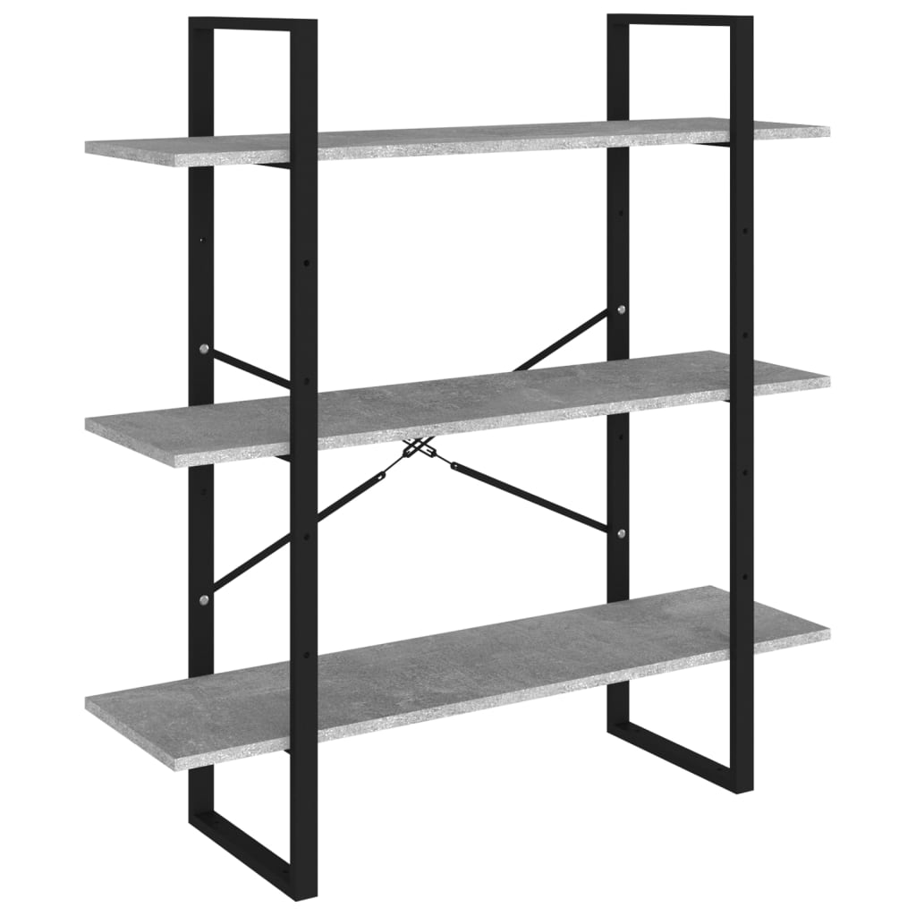 betonszürke forgácslap könyvszekrény 100 x 30 x 105 cm