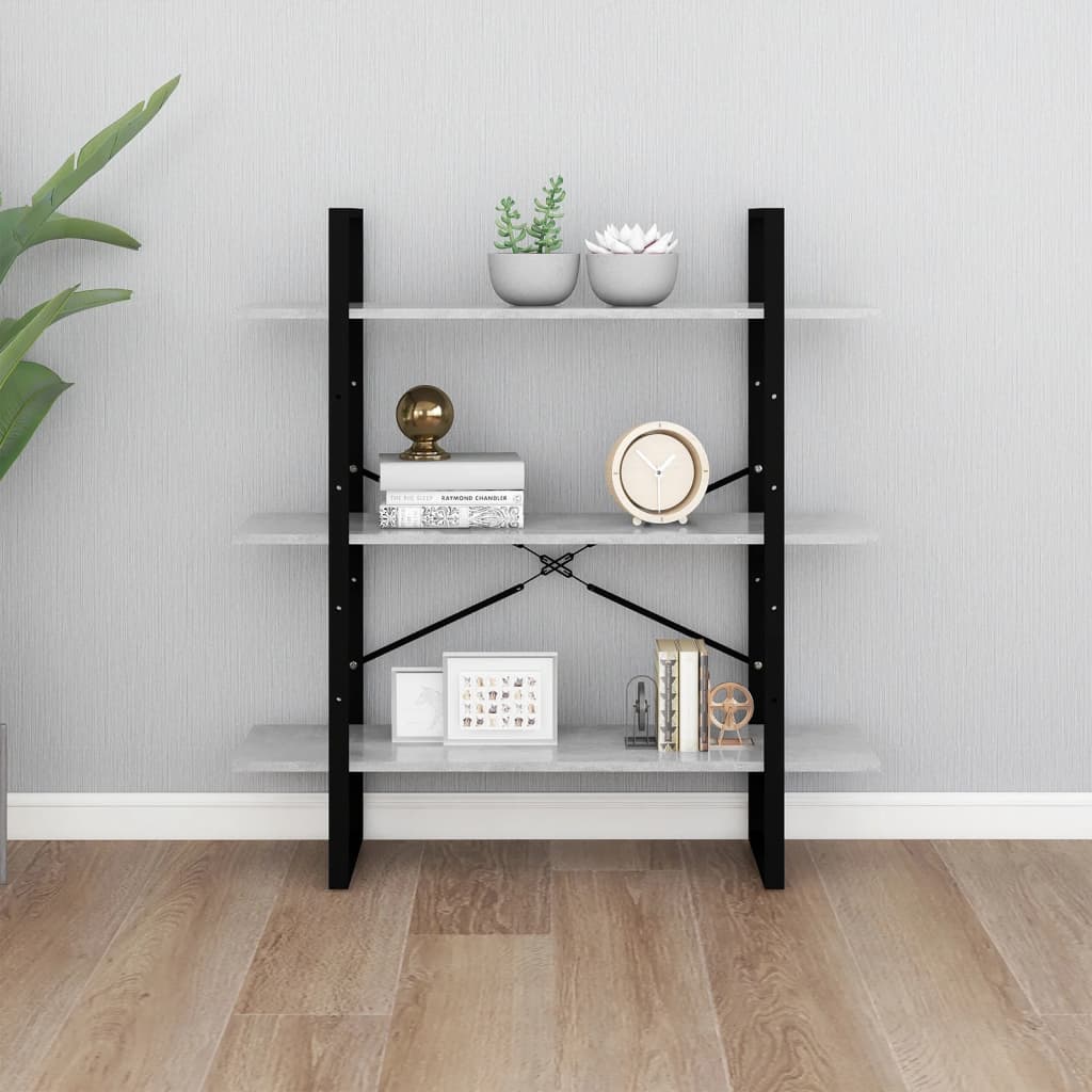 betonszürke forgácslap könyvszekrény 100 x 30 x 105 cm