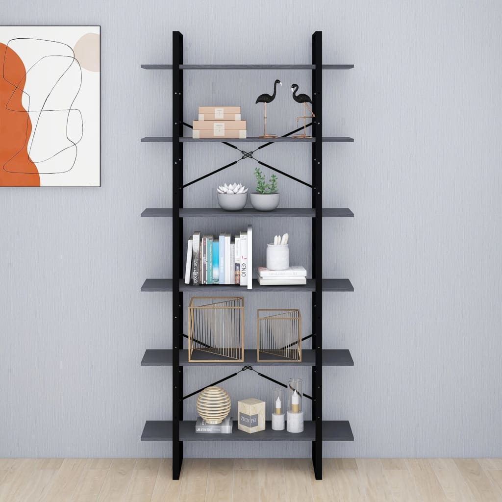 szürke tömör fenyőfa magasszekrény 100 x 30 x 210 cm