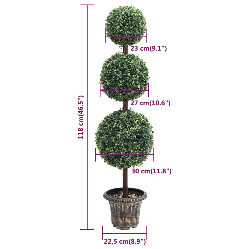 zöld gömbalakú cserepes műpuszpáng 118 cm