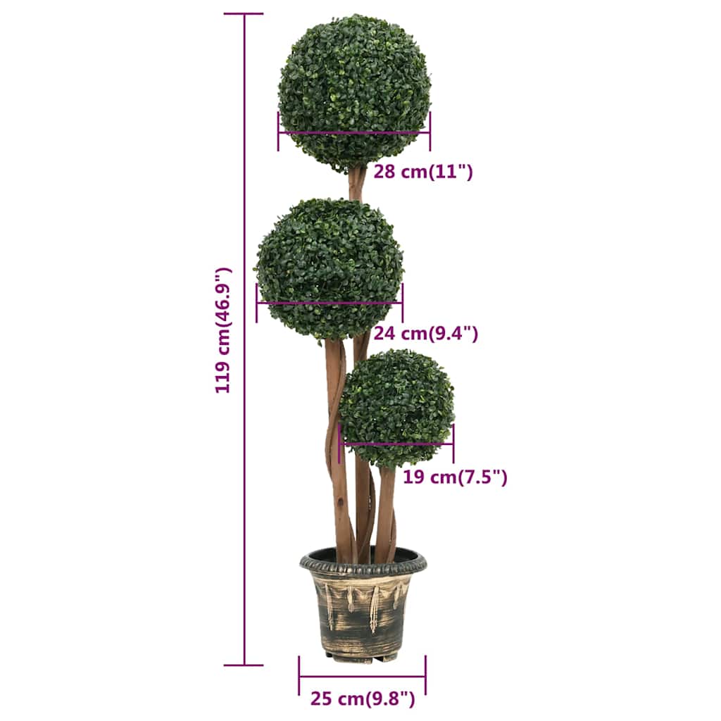 zöld gömbalakú cserepes műpuszpáng 119 cm