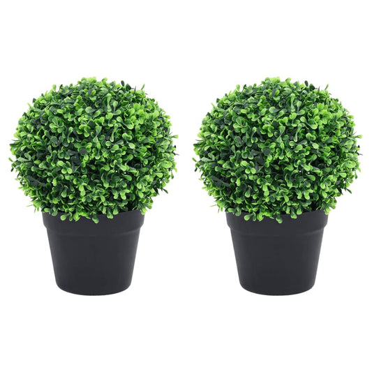 2 db zöld gömbalakú cserepes műpuszpáng 32 cm
