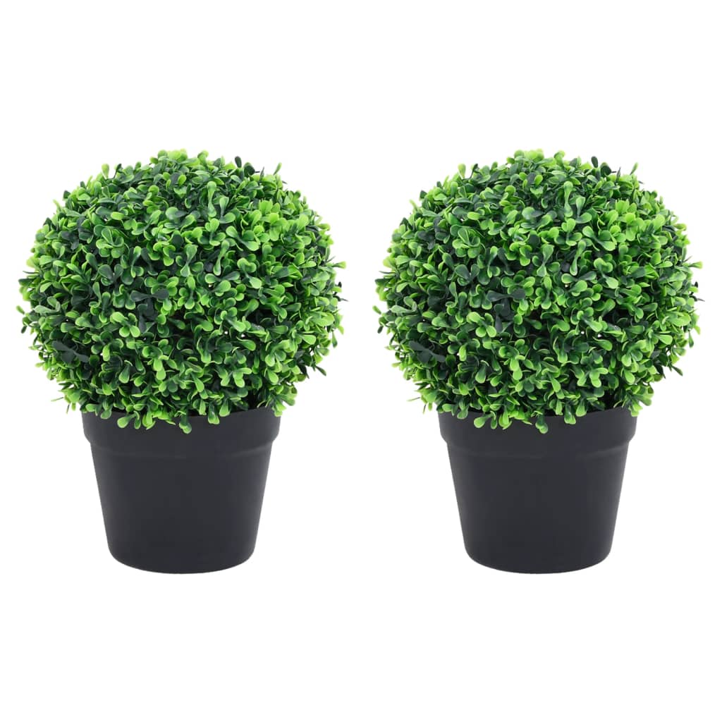 2 db zöld gömbalakú cserepes műpuszpáng 27 cm