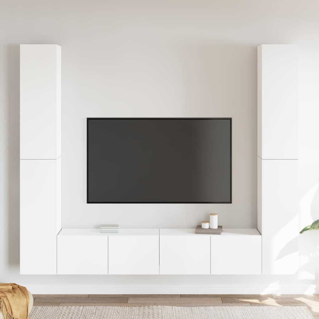 8 részes fehér szerelt fa TV-szekrényszett