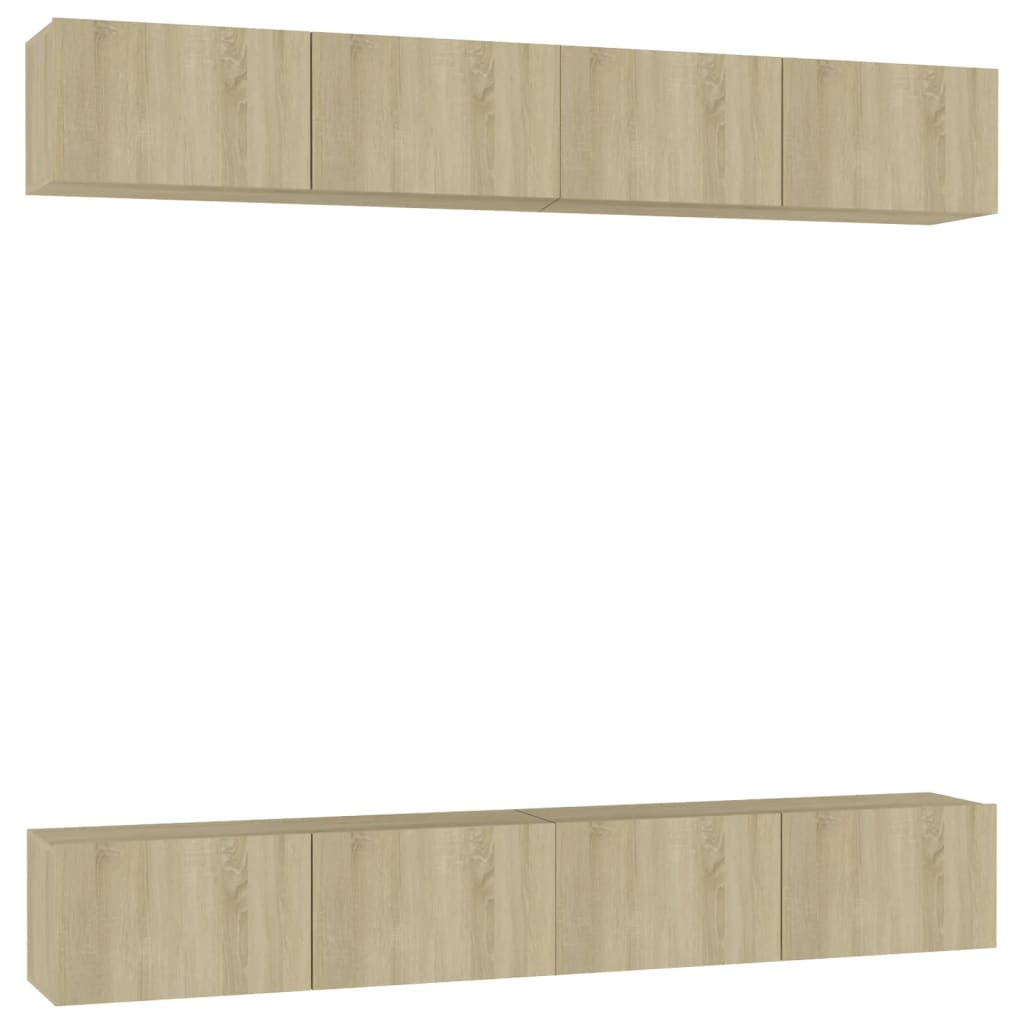 4 db sonoma tölgy színű szerelt fa TV-szekrény 100 x 30 x 30 cm