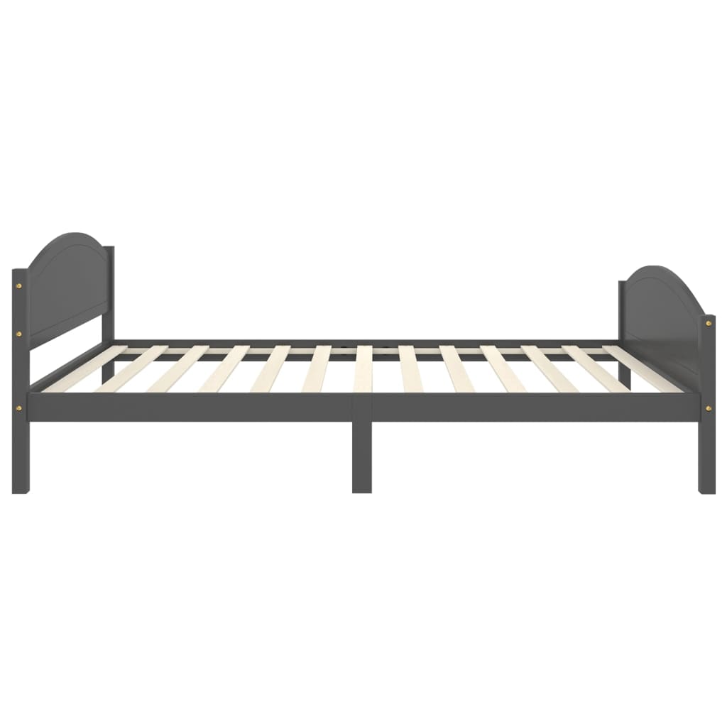 sötétszürke tömör fenyőfa ágykeret matrac nélkül 120x200 cm