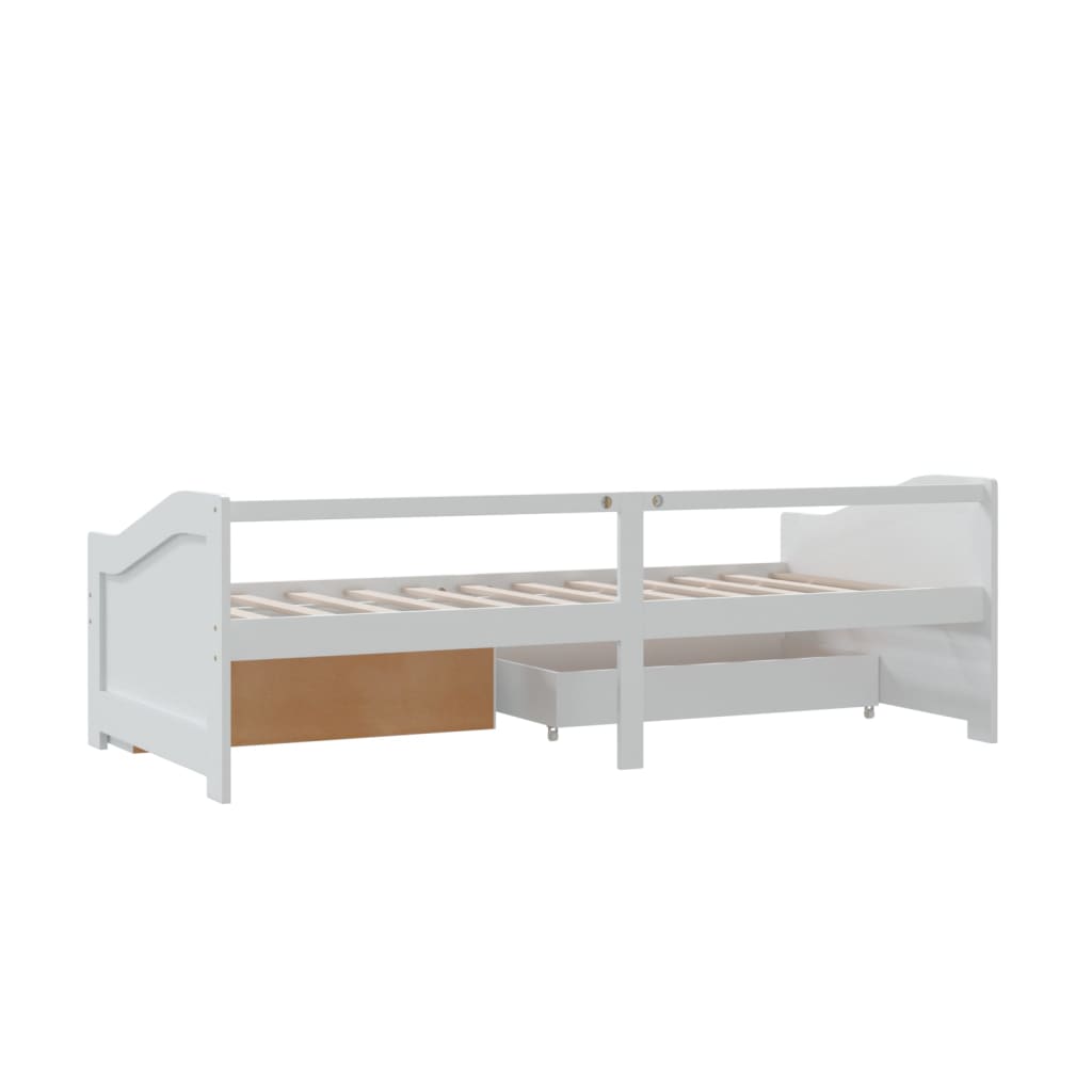 fehér 3 személyes tömör fenyőfa kanapéágy fiókokkal 90 x 200 cm