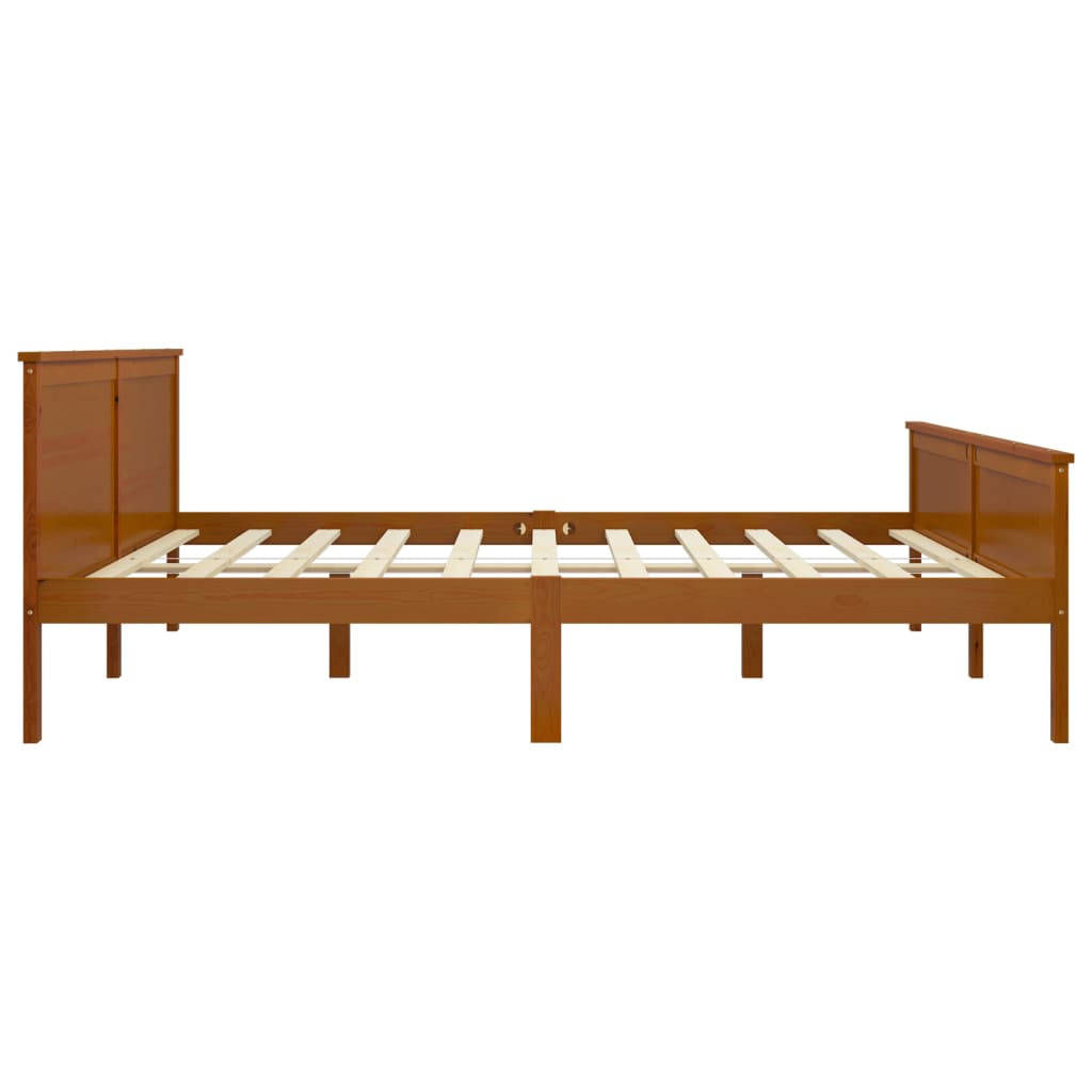 mézbarna tömör fenyőfa ágykeret 200 x 200 cm
