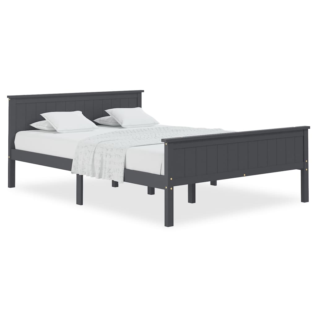 szürke tömör fenyőfa ágykeret 160 x 200 cm