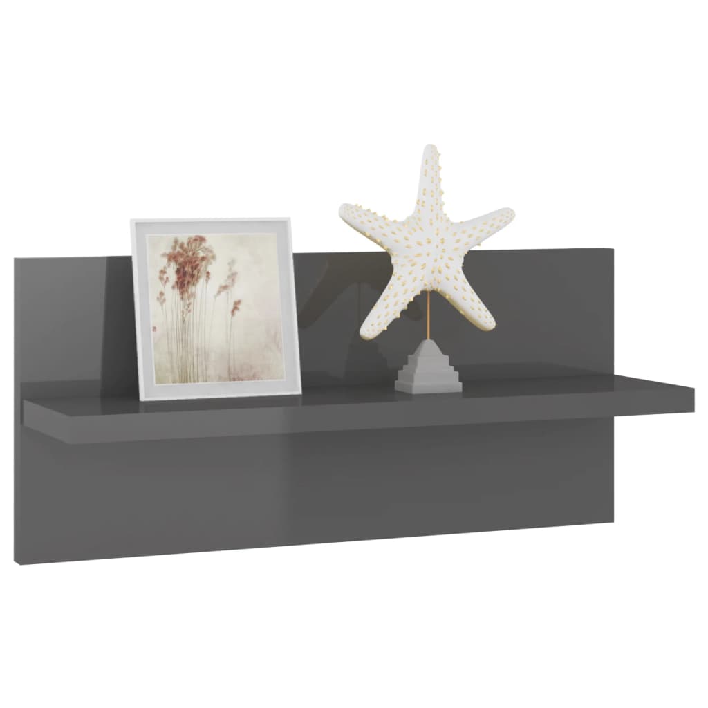 4 db magasfényű szürke fali polc 40 x 11,5 x 18 cm