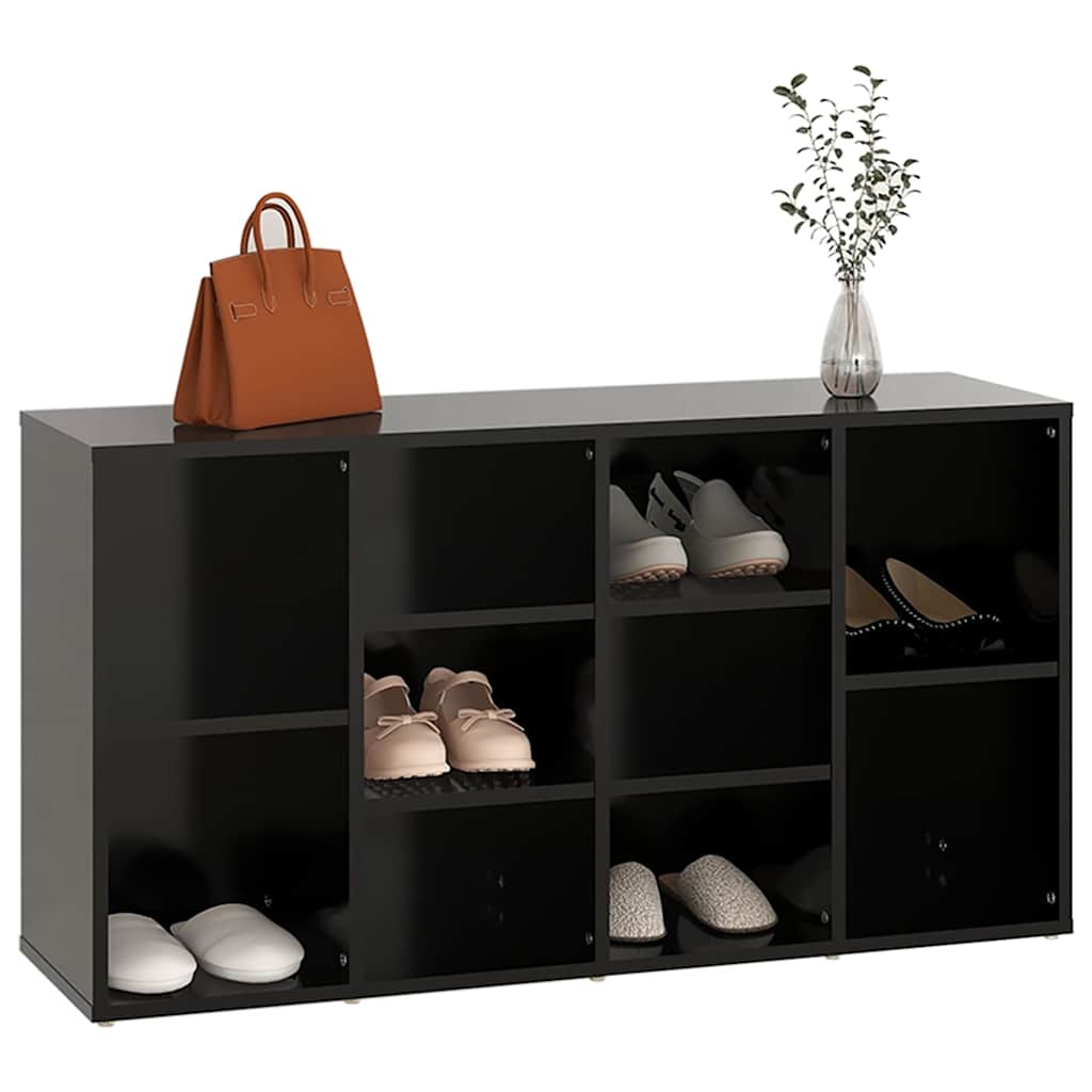 fekete szerelt fa cipőtároló pad 103 x 30 x 55 cm