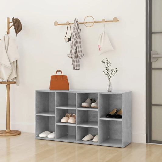 betonszürke szerelt fa cipőtároló pad 103 x 30 x 55 cm