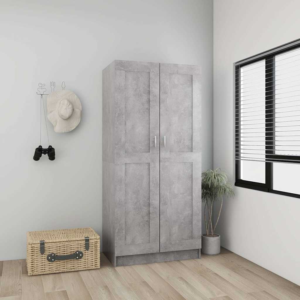 betonszürke szerelt fa ruhásszekrény 82,5 x 51,5 x 180 cm