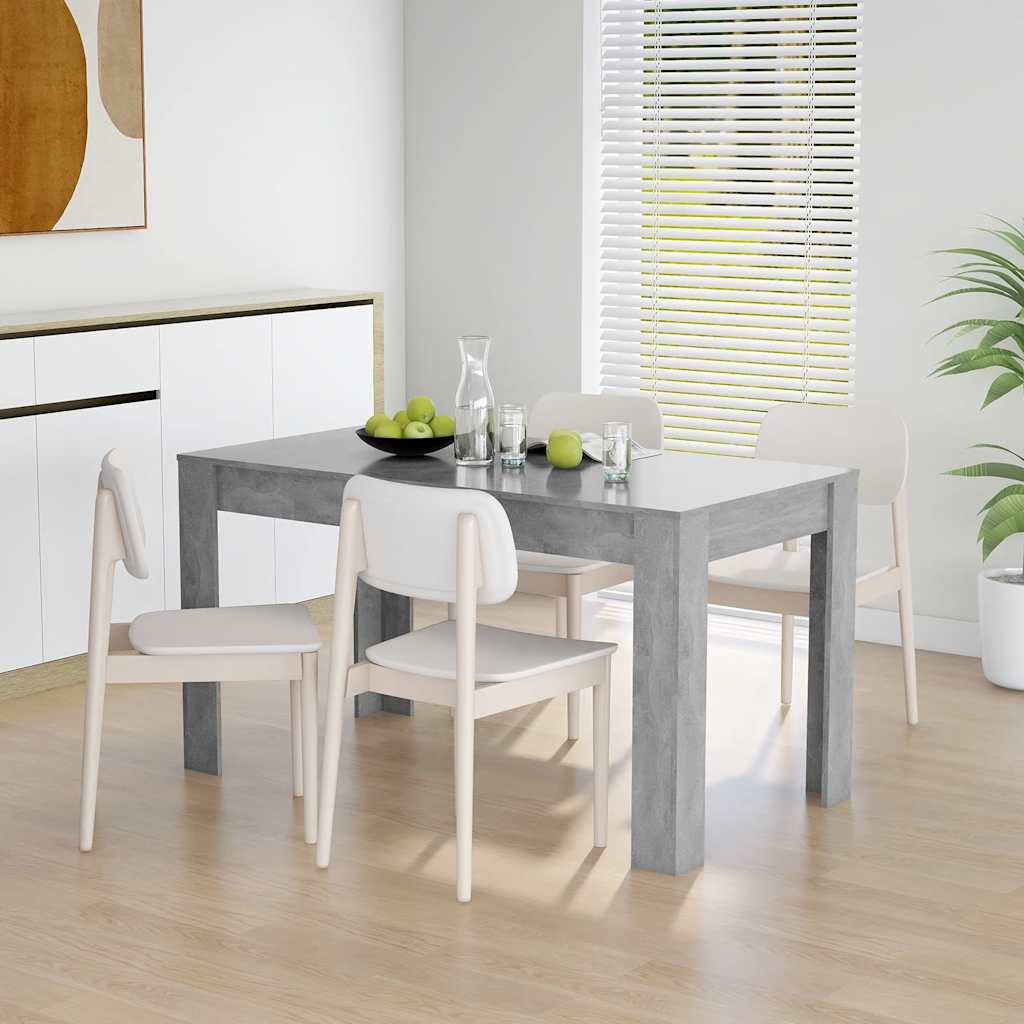 betonszürke szerelt fa étkezőasztal 140 x 74,5 x 76 cm