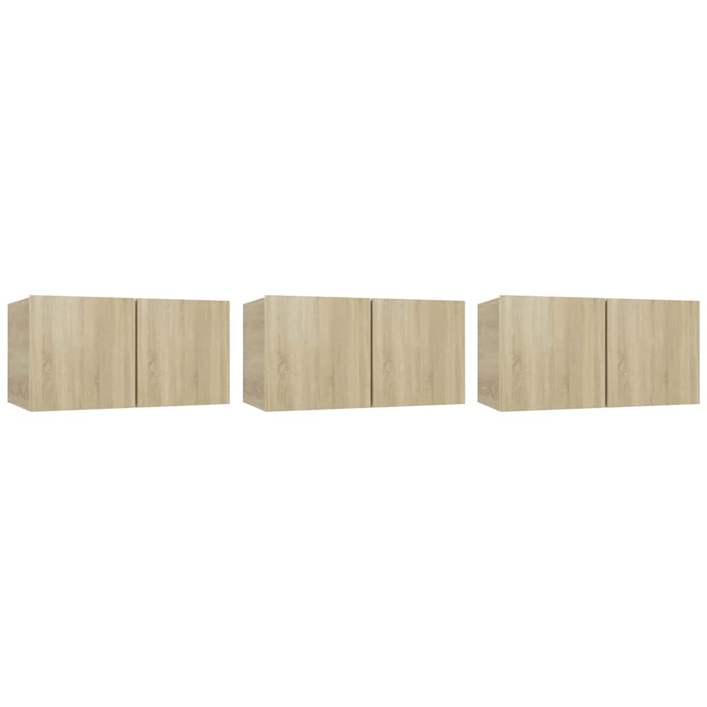 3 db sonoma tölgy függő TV-szekrény 60 x 30 x 30 cm