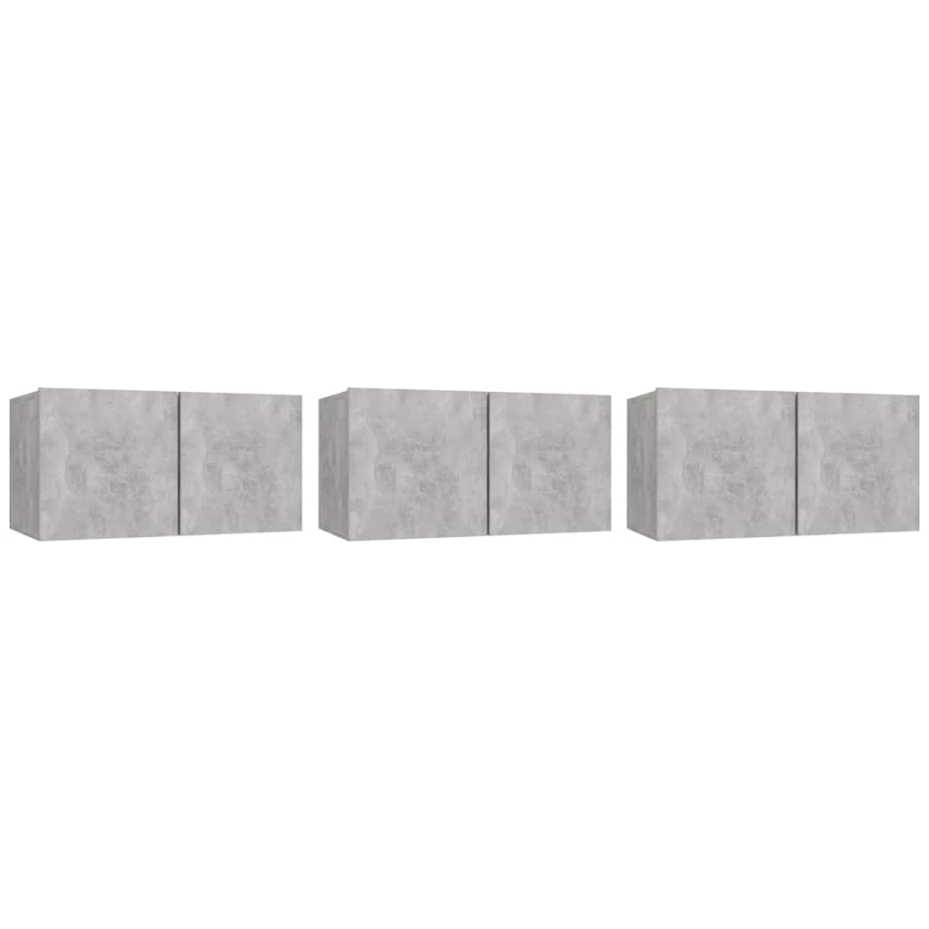 3 db betonszürke függő TV-szekrény 60 x 30 x 30 cm