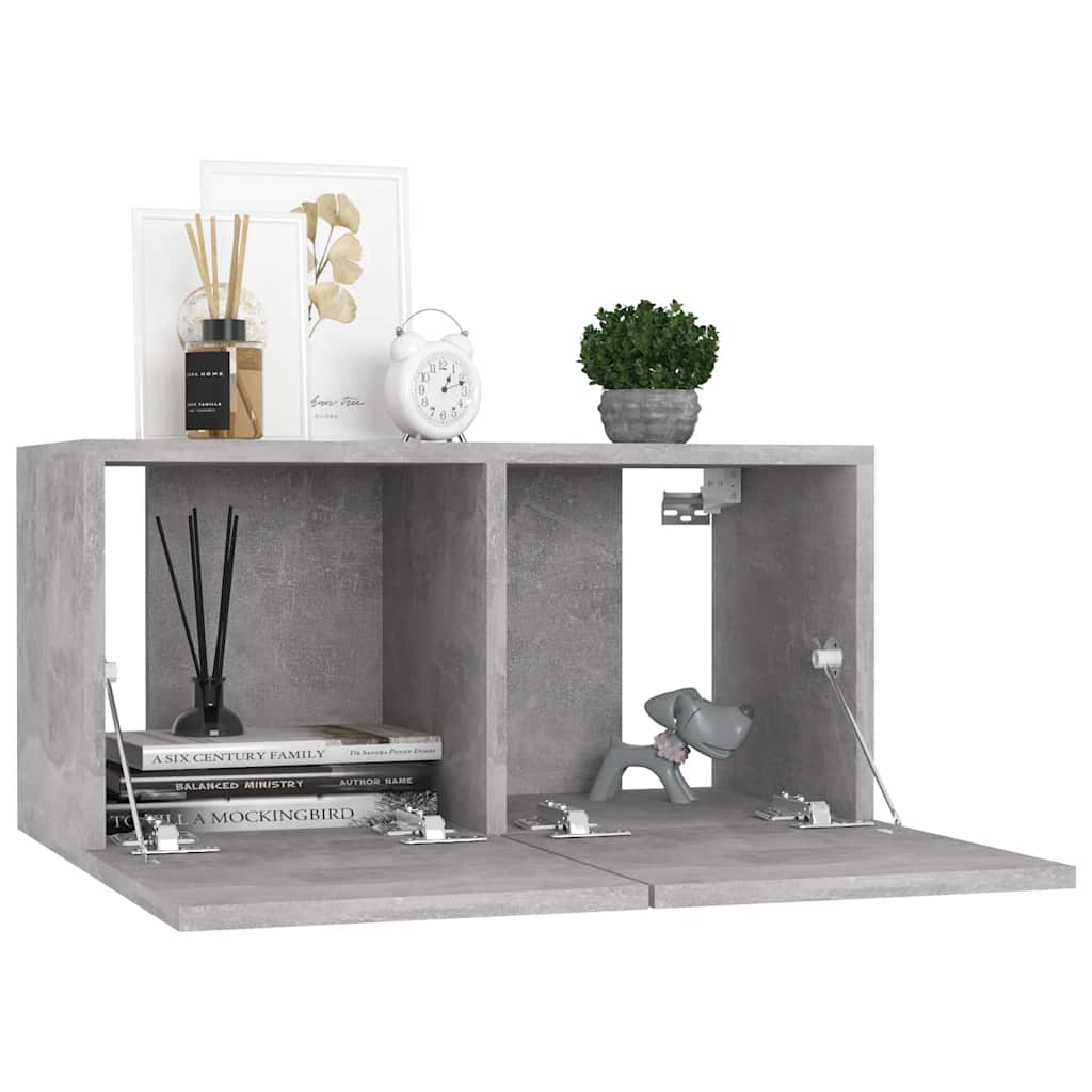 3 db betonszürke függő TV-szekrény 60 x 30 x 30 cm