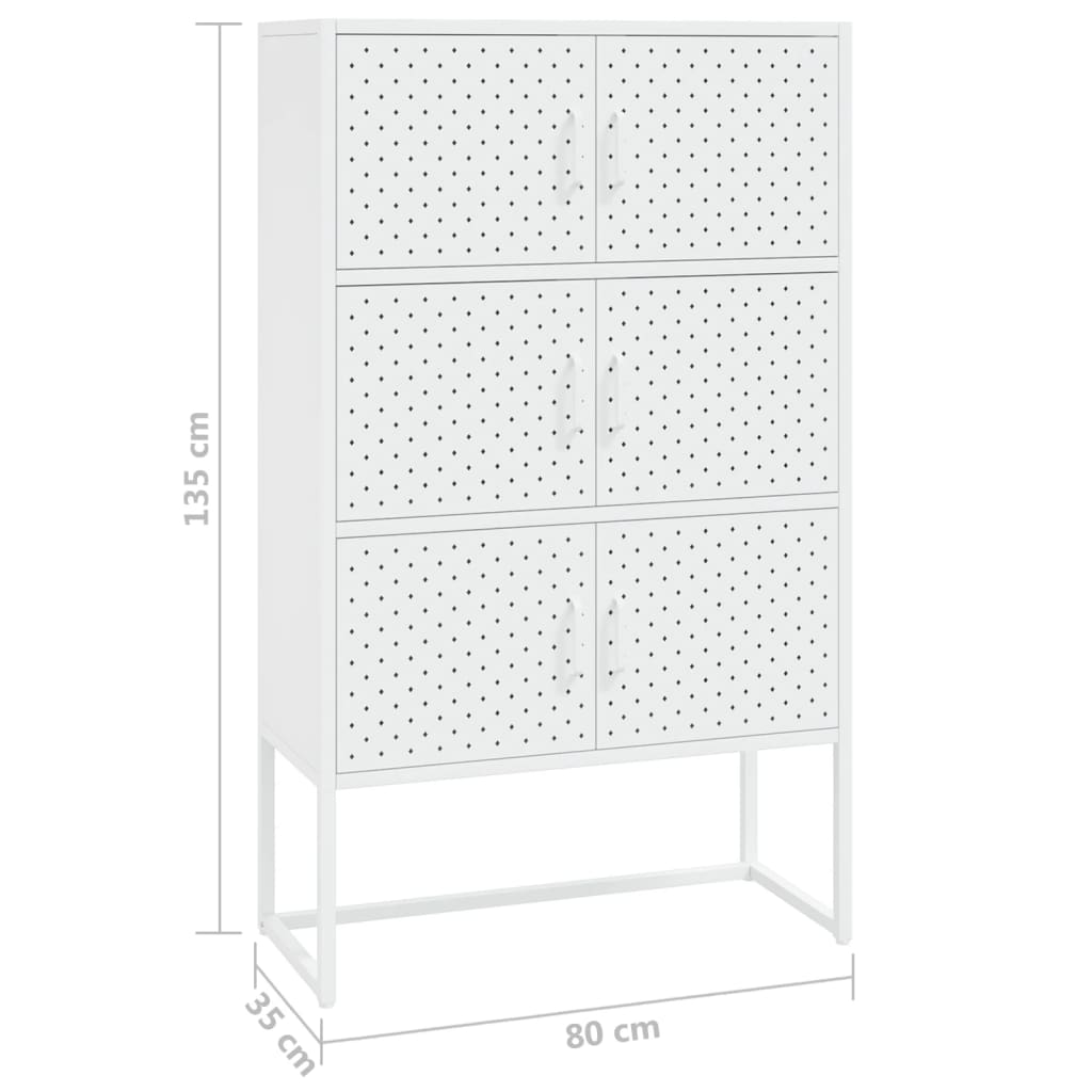 fehér acél magasszekrény 80 x 35 x 135 cm